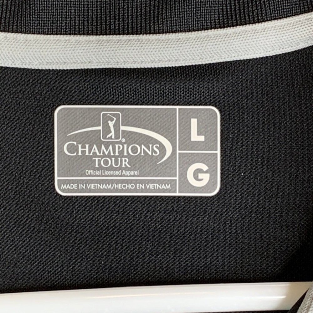 Champions Tour Polo Golf Shirt Mens Large Black with Diamond Design Short Sleeve - Picture 9 of 13